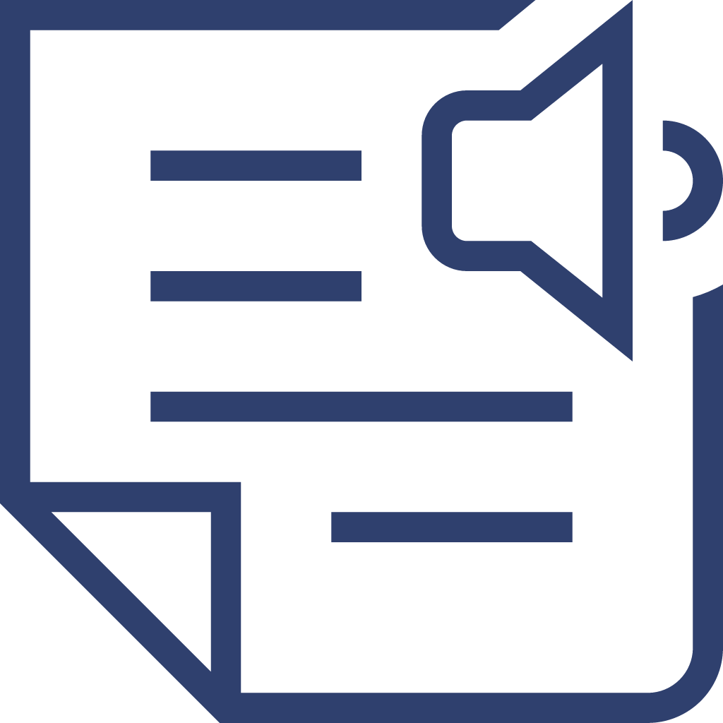 Document with speaker icon top right