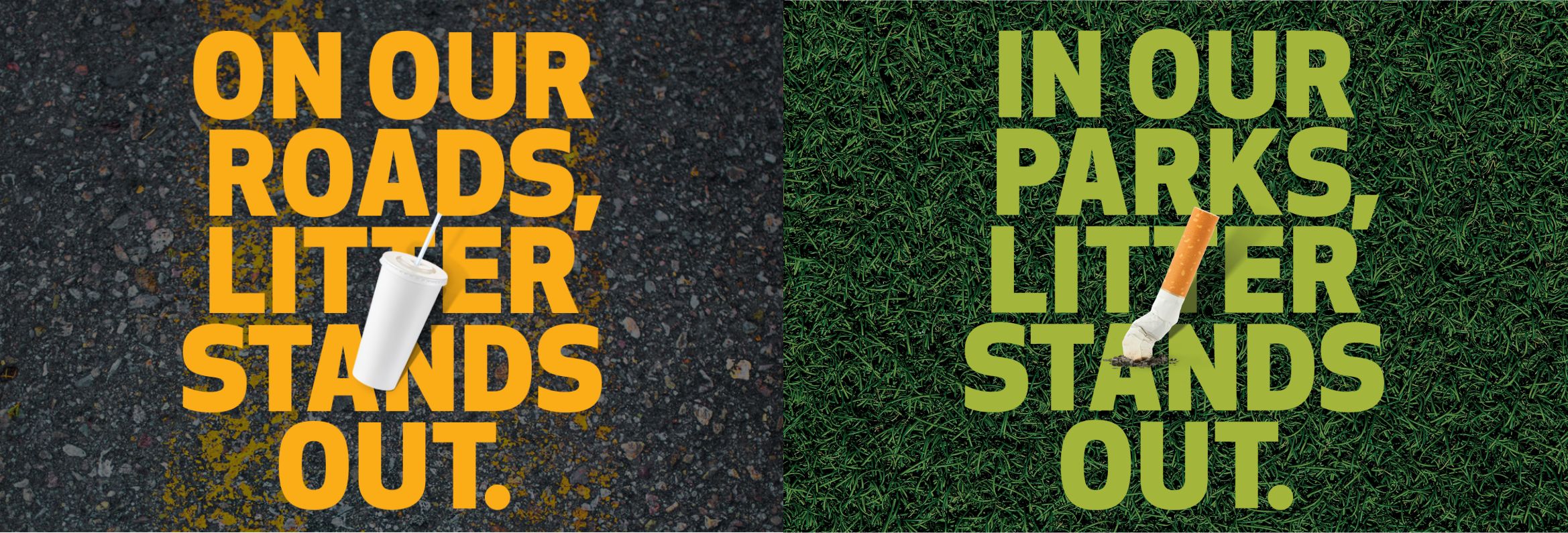 Two poster images of the DNS litter campaign