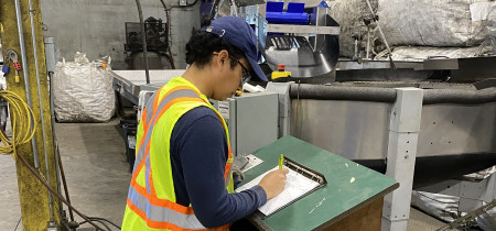 Gerardo working at the warehouse