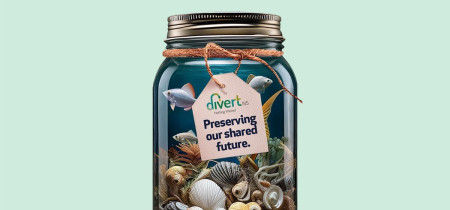 a jar with the ocean inside and the tagline preserving our shared future