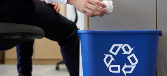 recycling bin in an office